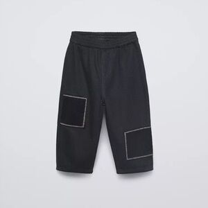 Zara Charcoal Pants with Contrast Patches